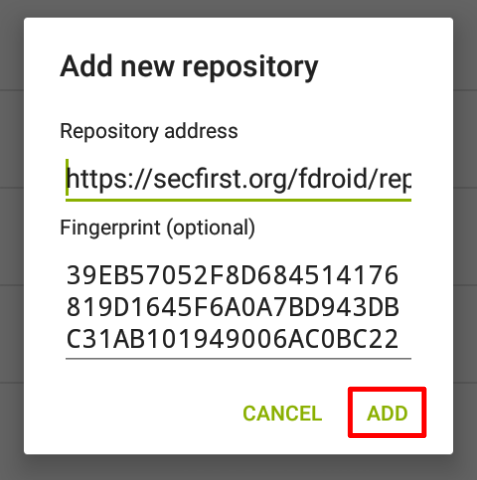 F-droid - Add new repository