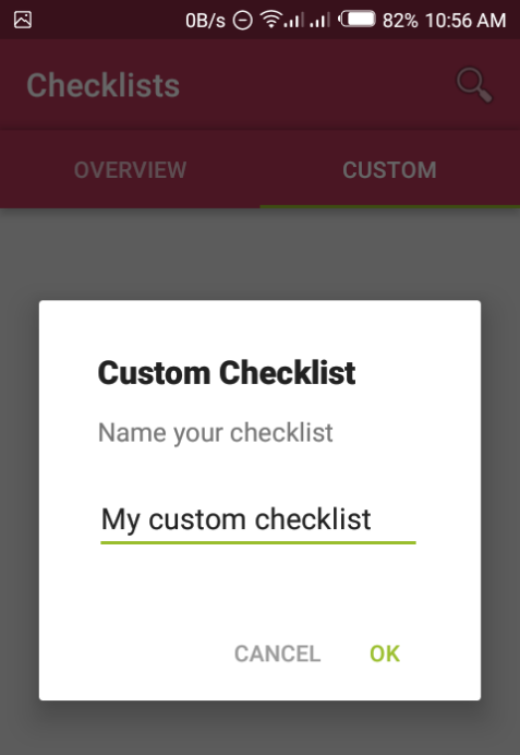 Enter custom checklist name